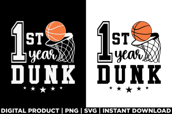 1st Year Dunk Birthday Basketball Tee: A Graphic Design Asset for T-Shirt Designs