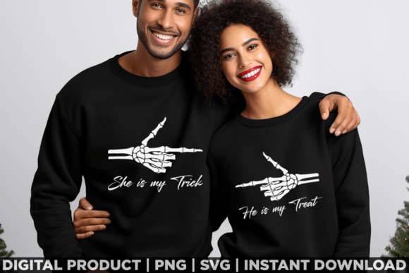 Halloween Couple Trick Treat Matching: T-Shirt Designs & Graphics