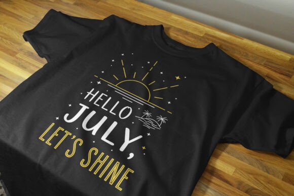 Hello July, Let's Shine: A Vibrant Embroidery Design