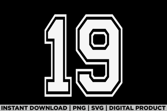 Number 19 Birthday Varsity Sports Embroidery