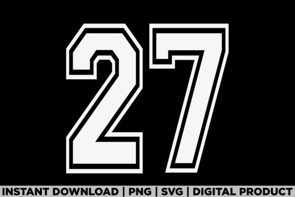 Number 27 Birthday Varsity Sports Team Graphics for T-Shirts