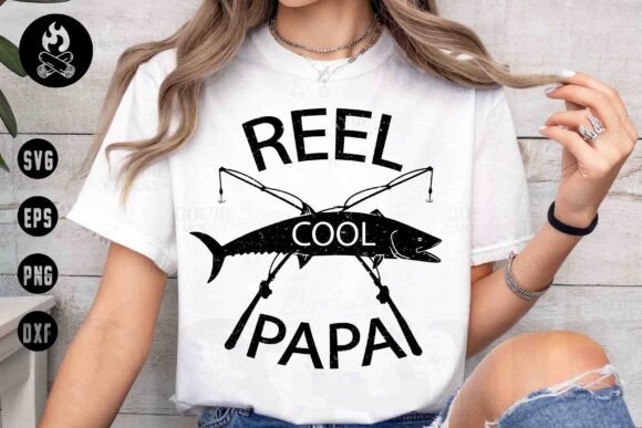 Reel Cool Papa SVG: A Vintage Graphics Gem for T-Shirt Designs